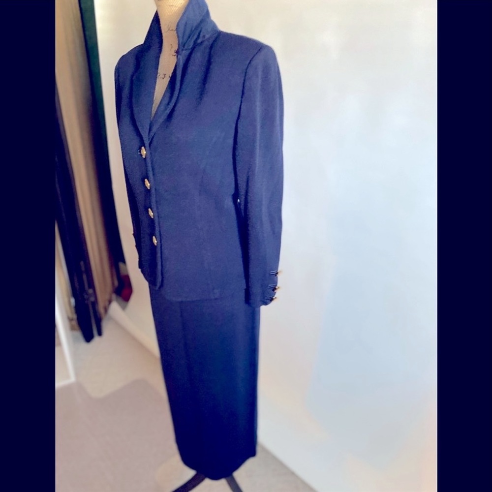 St John Basic Navy Jacket W Maxi Skirt - image 4